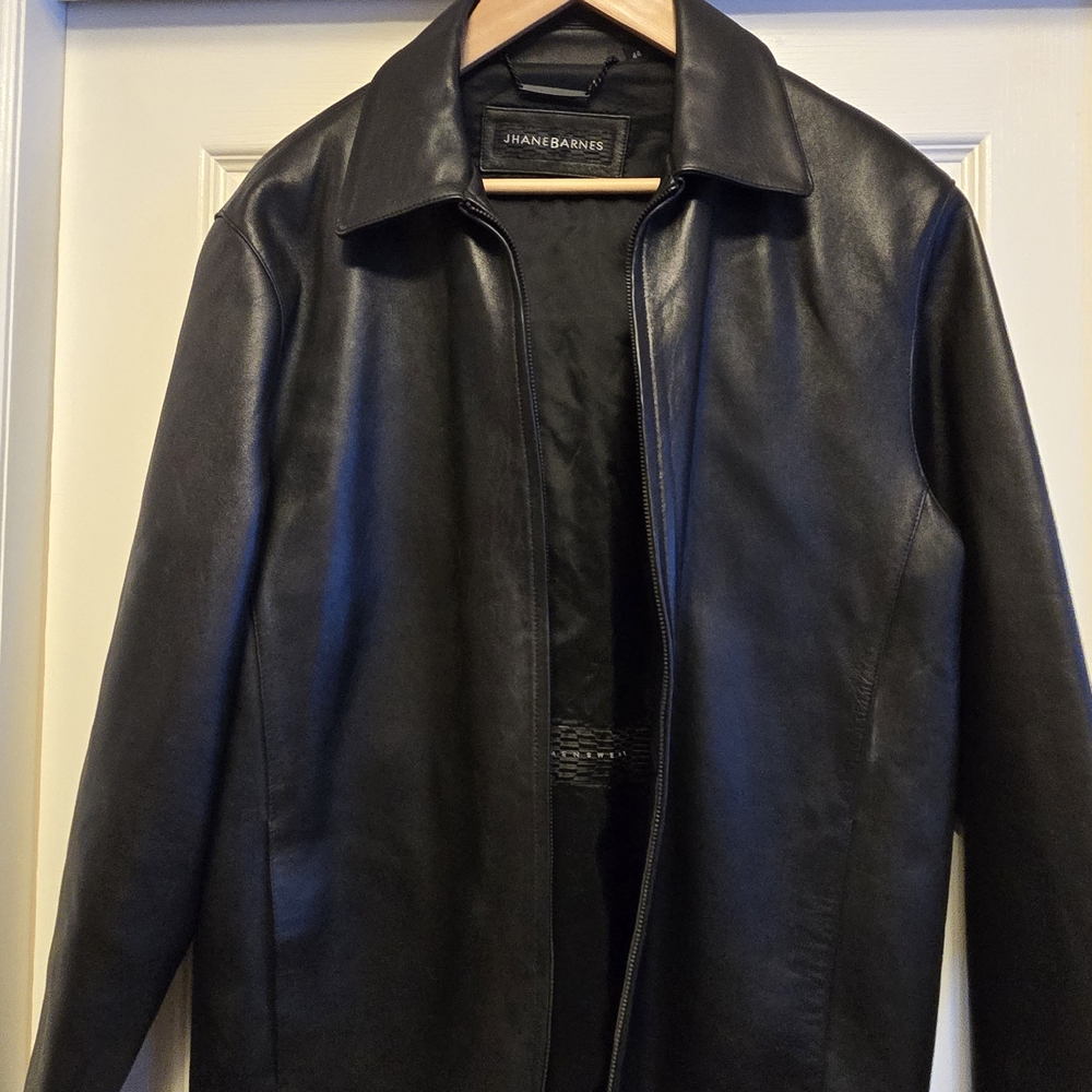 Jhane Barnes Black Lambskin Leather Jacket
